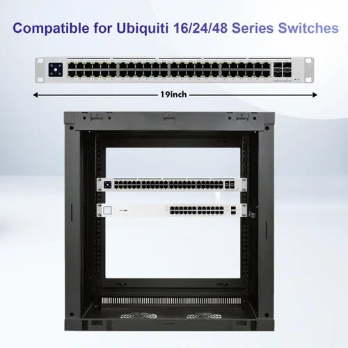 Vista 2 de Kit de montaje en rack para interruptor Ubiquiti, orejas de rack 1U para interruptores Ubiquiti serie 16/24/48