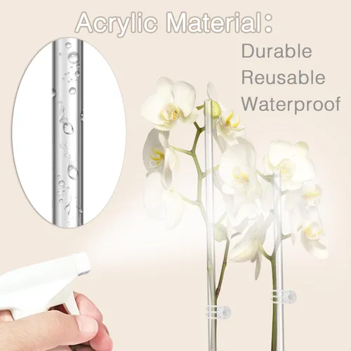 Vista 4 de Estacas para Plantas, Palos para Plantas 20 PCS Estacas de Soporte Acrílico Transparente para Plantas, 16 Pulgadas Estacas de Orquídea de Tallo