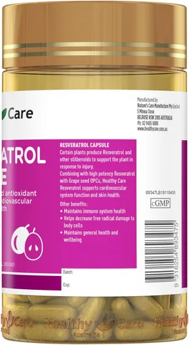 Vista 4 de Healthy Care Resveratrol Capsule - 180 Cápsulas