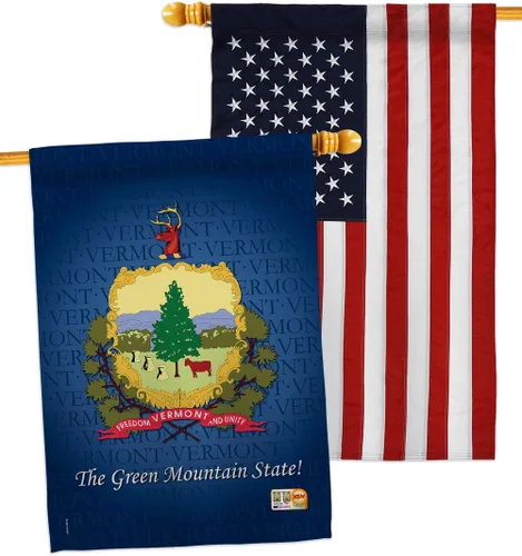 Vista 5 de Banderas de Estados Vermont House Pack Regional Estados Unidos Territorios Americanos República País Particular Área Pequeña Decorativa Patio Banner