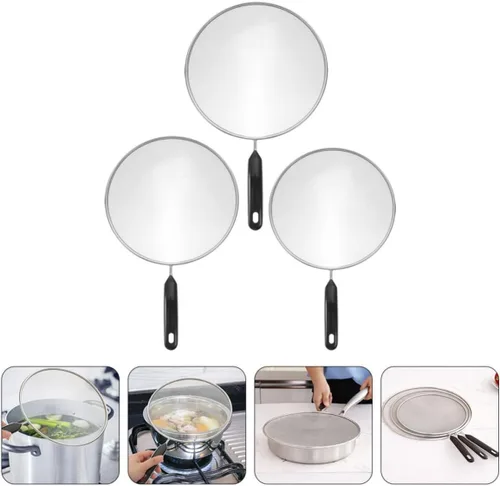 Vista 9 de 3pcs Stainless Steel Fine Mesh Oil Splatter Guard with Handle