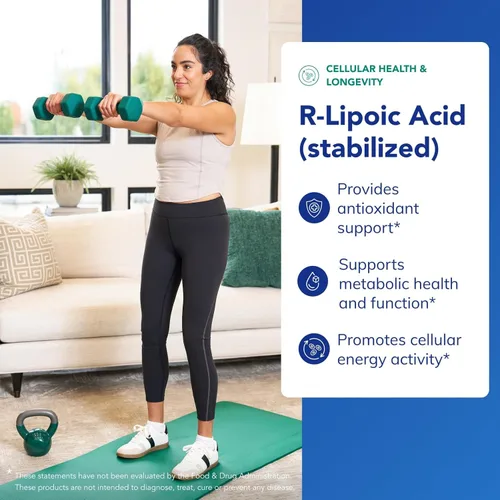 Vista 3 de Pure Encapsulations Ácido R-lipoico (estabilizado) Suplemento hipoalergénico con protección antioxidante mejorada y apoyo metabólico* 60 cápsulas