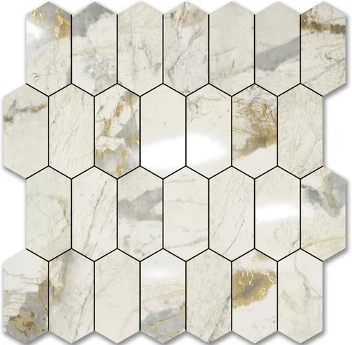 Vista 14 de Vamos Tile - Azulejo de salpicaduras de pelar y pegar hexagonal largo para cocina y baño - 1 hoja de adhesivo para salpicaduras en la pared de 12.4