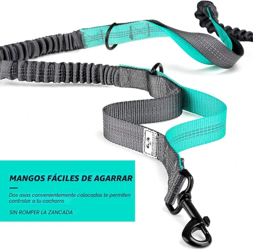 Vista 5 de SHINE HAI Correa retráctil para perro sin manos con dobles elásticos para 2 perros, riñonera con cinturón ajustable para la cintura, correa