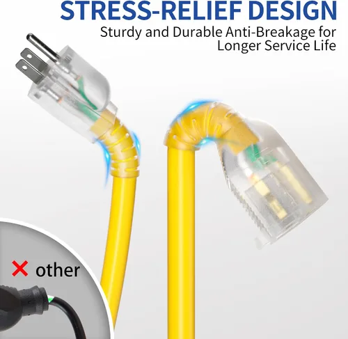 Vista 4 de Cable de extensión de 50 pies para exteriores/interiores con Amarillo