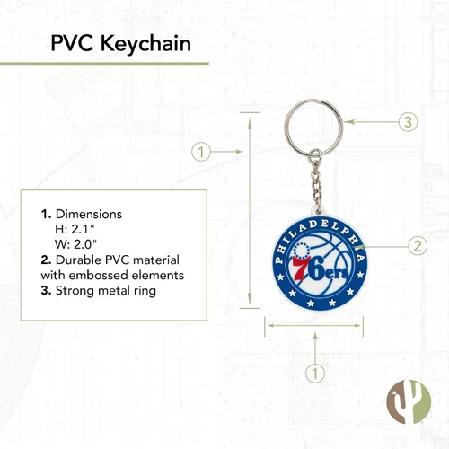 Vista 2 de Desert Cactus NBA Keychain – Official National Basketball League Keys Holder for Car, Backpack – Eastern Conference Gift(PVC)