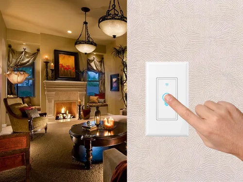 Vista 4 de Micmi Interruptor inteligente, interruptor de luz WiFi en la pared compatible con Amazon Alexa Google Home, función de temporizador, apto para caja