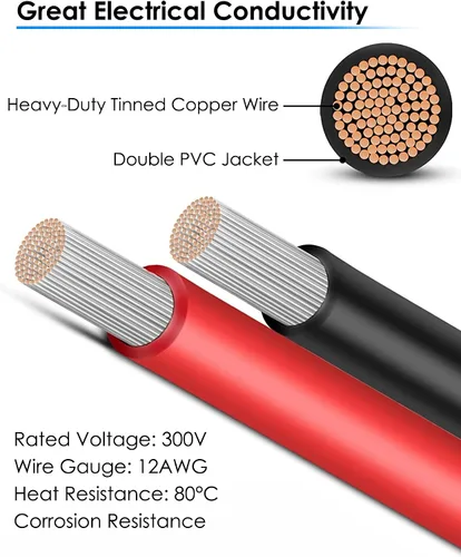 Vista 5 de Cable de extensión solar a XT60, adaptador XT60 de 25 pies 12 AWG a conector solar, cable de carga para paquete de batería de RV, paneles solares