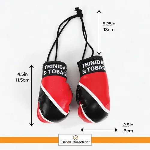 Vista 5 de SandT Collection Guantes de boxeo pequeños con bandera del país - Guantes de boxeo para colgar Trinidad y Tabago