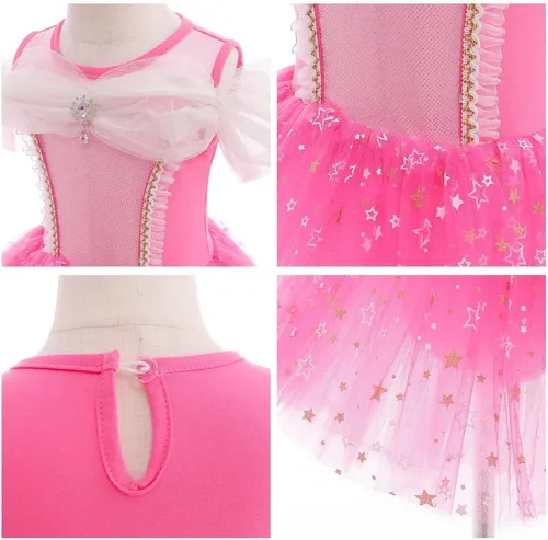 Vista 4 de Vestido tutú de princesa para niñas pequeñas, Rapunzel Sofía, Blancanieves, Frozen Elsa, disfraz de Halloween