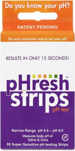 Vista 2 de pHresh - Tiras de prueba de pH con guía de alimentos alcalinos/ácidos gratis y kit de monitoreo de pH - Medidor de pH fácil de usar - Monitorea