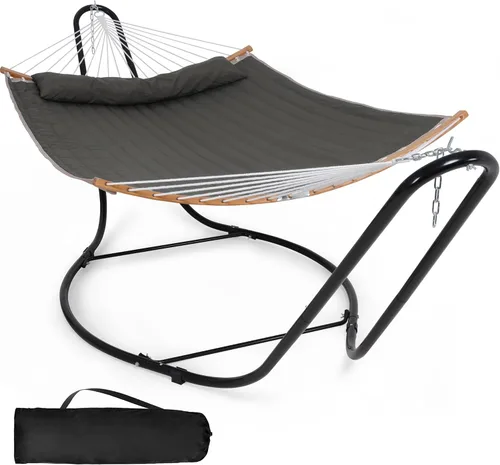 Vista 10 de SUNCREAT Hamacas Hamaca Portátil para Exteriores con Soporte, Capacidad de 475 libras, Hamaca Doble Resistente con Soporte Incluido, Patente