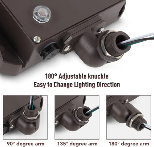 Vista 5 de Luz de inundación LED de 60 W con nudillo, luz de inundación al aire libre, fotocélula del atardecer al amanecer, 5000 K, 7800 lm, AC100-277 V