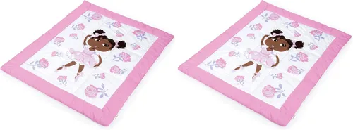 Vista 13 de Little Muffincakes Zhara Manta acolchada para niños pequeños, estampado de bailarina y flores, 42.0 x 34.0 pulgadas, 18 meses en adelante, rosa