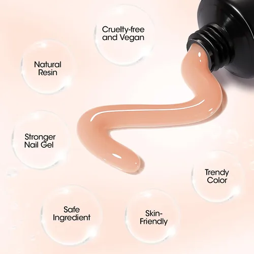 Vista 6 de GELLEN Natural Nude - Gel constructor de extensión de uñas de poligel, sin hema, TPO y TMPTA, 2.16 onzas 017 para engrosamiento de uñas de larga