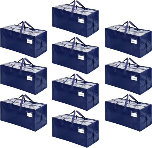 Vista 23 de VENO Paquete de 2 bolsas de mudanza, correas de mochila, mudanza, cajas de almacenamiento universitario, con tapas, resistentes, extragrandes, asas