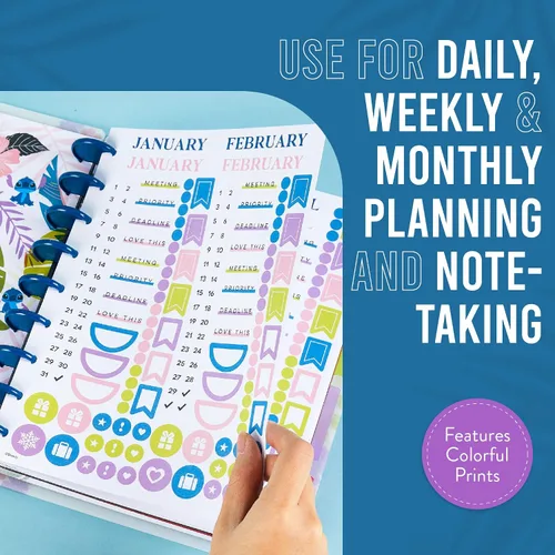 Vista 6 de Happy Planner - Agenda Disney Aloha Stitch, planificador de cuaderno Lilo and Stitch para la escuela y el trabajo, sin fechas, diario y mensual