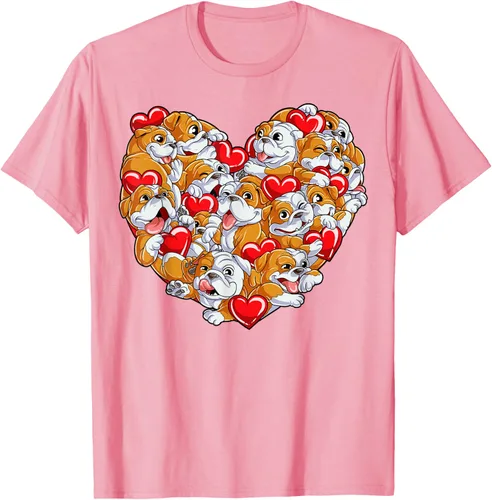 Vista 59 de Camiseta inglesa para el día de San Valentín con diseño de corazón y perro amante de los niños Negro