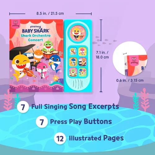 Vista 2 de Pinkfong Baby Shark Family Orchestra Concert Sound Book Libro interactivo de aprendizaje musical para bebés y niños pequeños de 1 a 3 años Libro