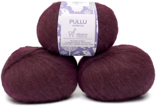 Vista 29 de Pullu - Juego de 3 madejas de hilo de lana de alpaca bebé y merino (150 gramos) de peso worsted - Procedencia directa de Perú - Celestialmente suave