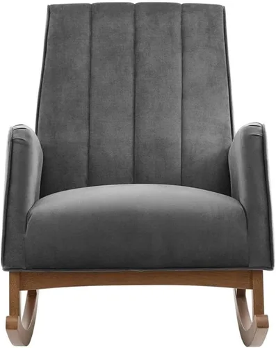 Vista 4 de Modway Sway Channel - Mecedora de terciopelo copetudo en color gris