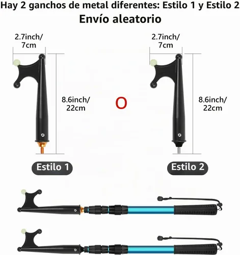 Vista 7 de SANLIKE Telescopic Boat Hook Luminous Extendable Marine Docking Pole Gaff Azul
