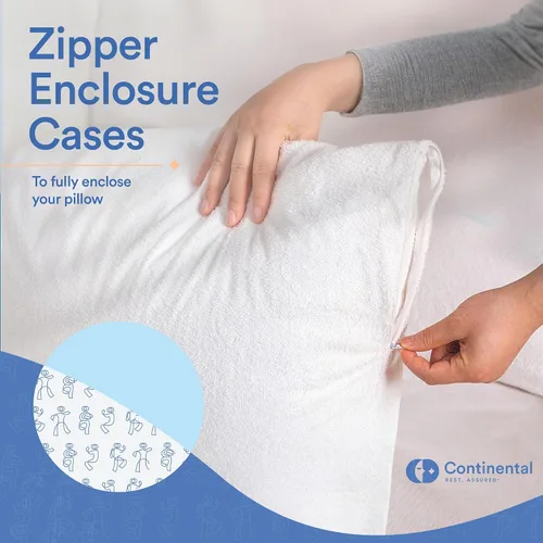 Vista 4 de Continental Bedding Protector de almohada de rizo a prueba de plumas, impermeable y de plumón: comodidad de felpa y protección superior, 26 x 26