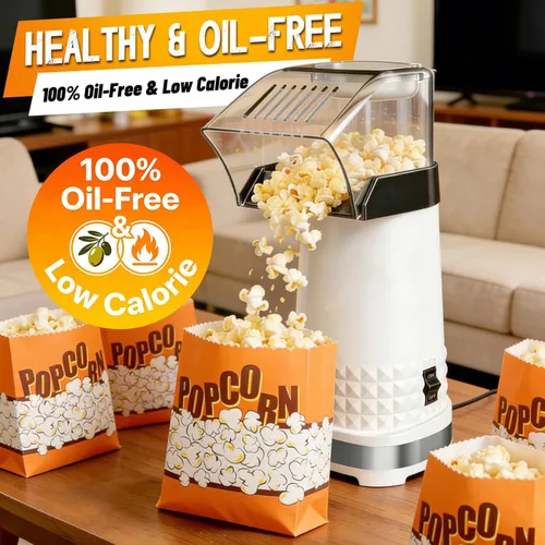 Vista 3 de 1200W Hot Air Popcorn Popper ETL Certified – Oil-Free Healthy Popcorn Maker Machine with 4.5 Quart Large Capacity, 2-Minute Fast Electric Popcorn