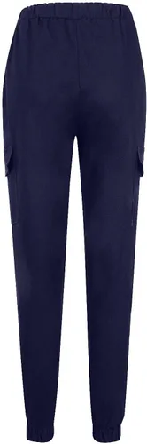 Vista 6 de UQRZAU Pantalones de trabajo para mujer, color sólido, casual, cintura elástica, con cordón y bolsillo lateral, pantalones de lápiz casuales