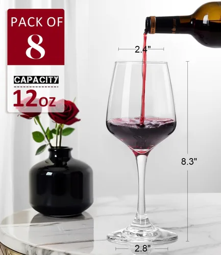 Vista 8 de OJA - Juego de 8 copas de vino, color rojo y blanco, 12 onzas