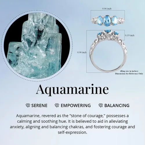 Vista 5 de 3 Birthstone Rings for Women in 925 Sterling Silver with Platinum Plated Daughters Mothers Ring - Gemstone Jewelry Birthday for Her Birthday Gifts