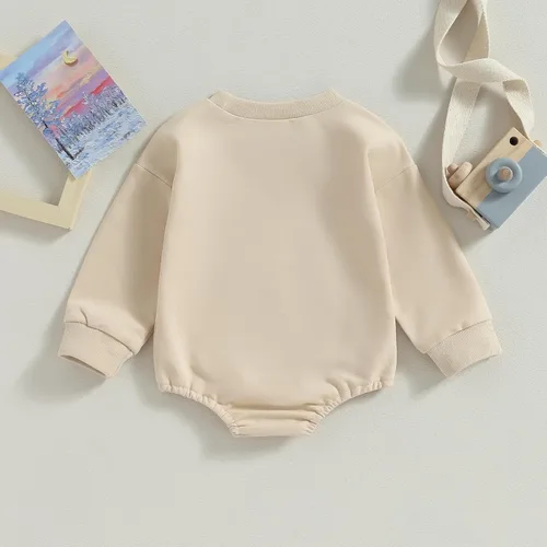 Vista 6 de Hoanselay Mameluco básico de manga larga con bolsillo liso para recién nacido, para otoño