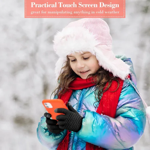 Vista 3 de 4 pares de guantes de punto para pantalla táctil de invierno para niños