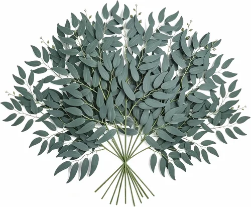 Vista 15 de GREENTIME Paquete de 2 tallos de eucalipto negro con 20 ramas de 18.5 pulgadas, ramo de flores artificiales para jarrón, decoración de mesa de boda