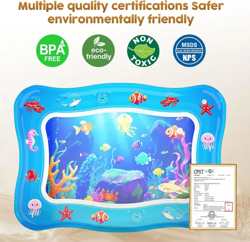 Vista 3 de Tapete de agua para gatos – Juguetes interactivos para gatos mejorados con PVC grueso de 0.028 in de grosor para refrigeración y calefacción, cama