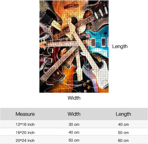 Vista 2 de Pintura de diamantes, guitarra eléctrica rodeada de fondo de relámpagos, arte para adultos relajarse y decoración de pared del hogar, regalo