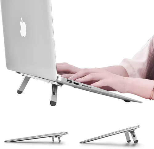 Vista 10 de Elevadores de computadora portátil para escritorio, soporte para laptop de 4 alturas ajustables, elevador de teclado, patas ergonómicas