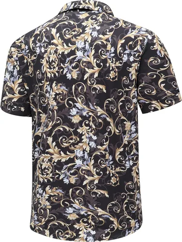 Vista 3 de Camisa hawaiana para hombre, manga corta, con botones, ropa de playa, unisex, flamencos, verano, camisas florales Aloha