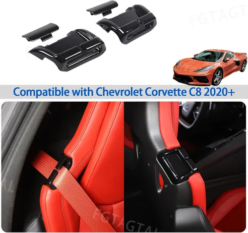 Vista 7 de Guía de repuesto para cinturón de seguridad compatible con Chevrolet Corvette C8 Stingray 2020-2023, clips para cinturón de seguridad de ABS