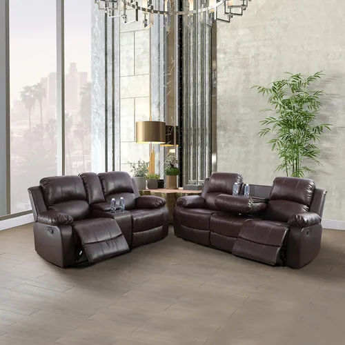 Vista 8 de Beverly Fine Furniture Alpine - Juego de sillón reclinable para sala de estar, sofá de dos piezas, color jengibre