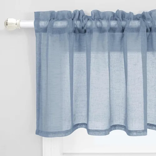 Vista 13 de KOUFALL Vallas de Cocina para Ventanas, Vallas de Lino Translúcidas de Estilo Granja para la Sala de Estar, Beige