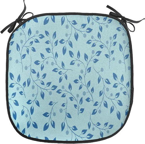 Vista 205 de Ambesonne Cojín de asiento para silla de flores, detalles florales con hojas y remolinos, estampado artístico romántico y vívido y vibrante