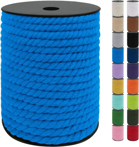 Vista 30 de JeogYong Cordón de algodón de 10mm, 22.86 metros de cuerda natural para macramé, hilo de 3 hebras torcido, cuerda para macramé para manualidades