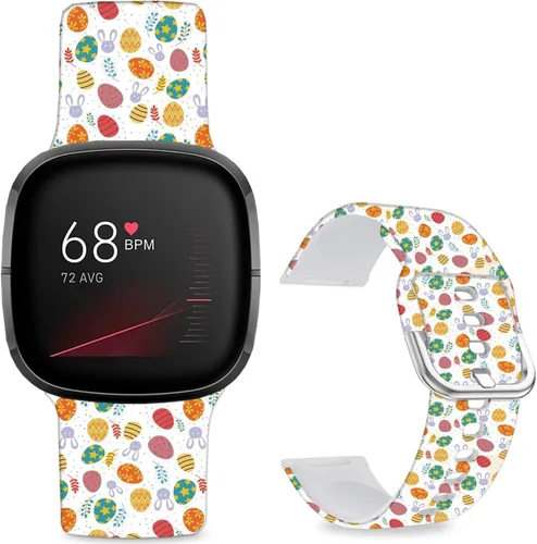 Vista 18 de Correas de reloj de dibujos animados con estampado floral compatibles con Fitbit Versa 4/Versa 3/Fitbit Sense 2/Sense Band de silicona suave