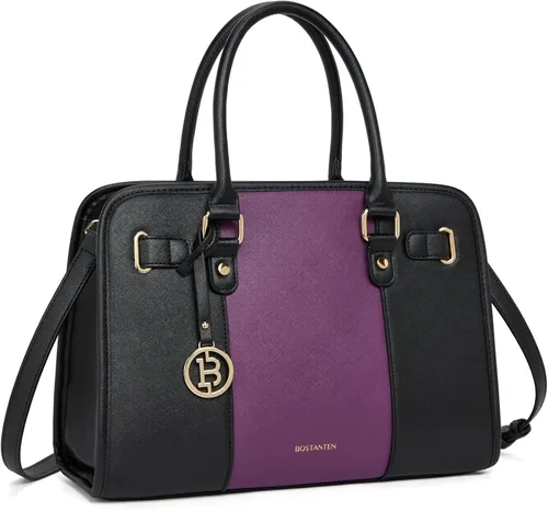 Vista 7 de BOSTANTEN Leather Handbags for Women Designer Satchel Purses Top Handle Tote Work Shoulder Bags