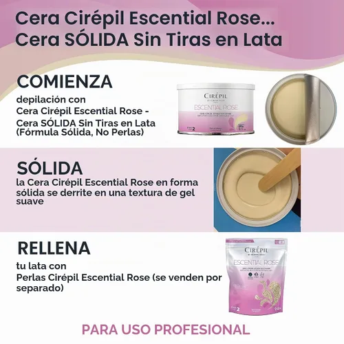 Vista 3 de Cera Cirépil sin tiras, Rosado escential tin
