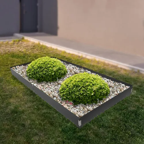 Vista 9 de Paquete de 6 bordes de acero para césped, bordes de acero para paisajismo, 40 x 8.46 pulgadas, borde de jardín, divisor de metal para paisajismo