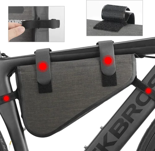 Vista 5 de ROCKBROS Bolsa de Marco de Bicicleta de 2.5L, Bolsa de Bicicleta Impermeable, Bolsa de Bicicleta para Triangle Frame, Bolsa de Almacenamiento Grande