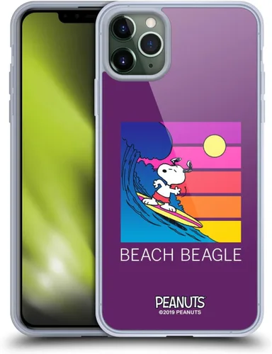 Vista 161 de Head Case Designs Funda de gel suave con licencia oficial de Peanuts Tropical Surf Snoopy Aloha Disco compatible con Apple iPhone 13 Mini Surf