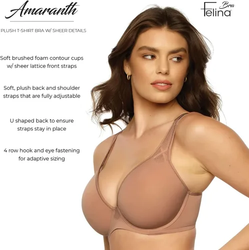 Vista 2 de Felina Paramour Amaranth - Brasier de felpa con detalles transparentes